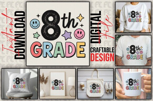 8th Grade PNG Teacher Back to School PNG: A Creative Design Asset