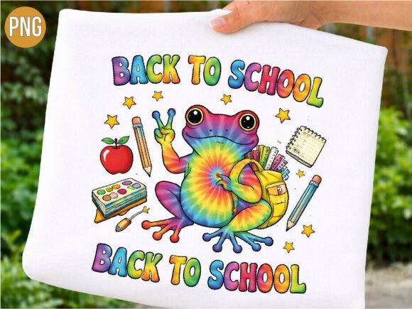 Back to School Tie Dye Frog T-shirt PNG