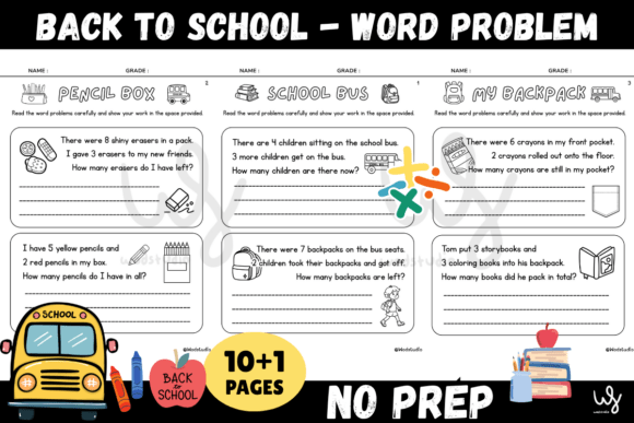 Mastering Early Math Skills with the Back to School Math Word Problems Pack